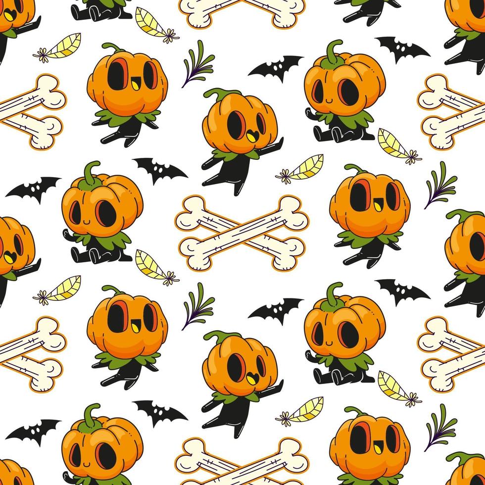 jack o lantern halloween de patrones sin fisuras vector