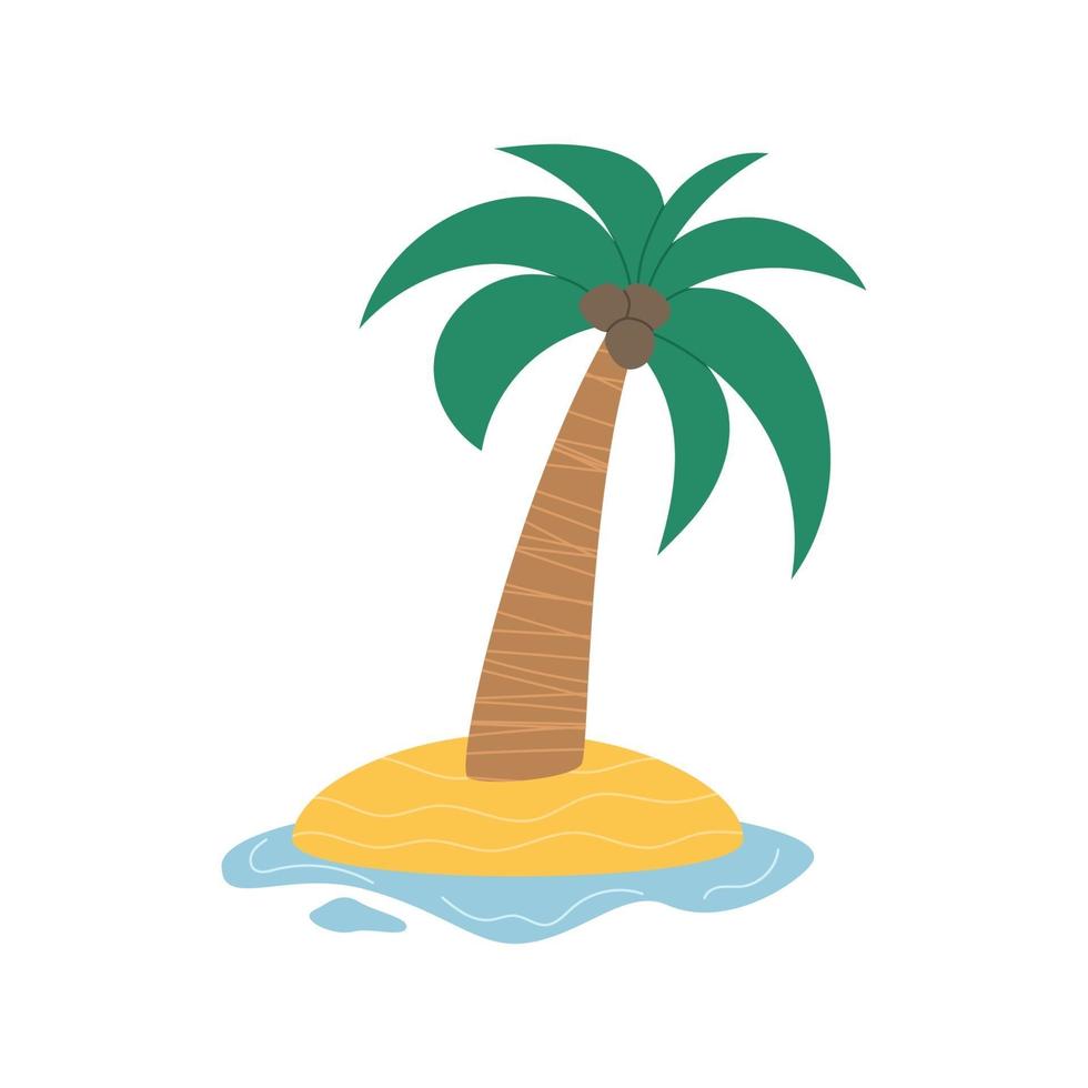 Palm Tree on the Island. Summer and Vacation Concept. vector