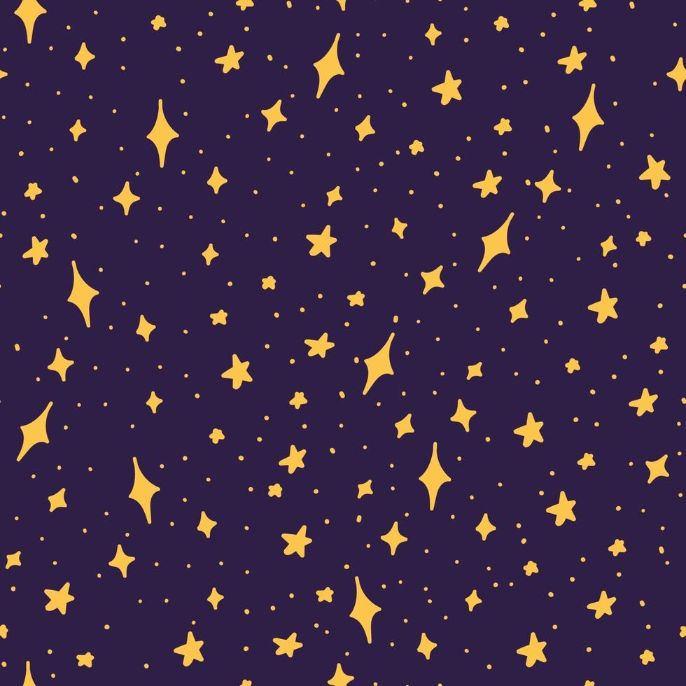 Hand-drawn Seamless Pattern With Magic Stars. Halloween Concept. vector