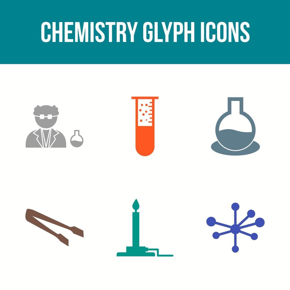 Unique Chemistry Glyph Vector Icon Set