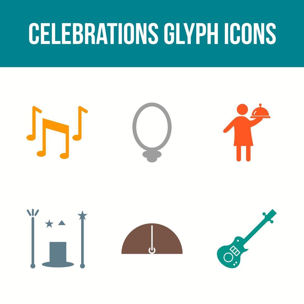 Conjunto de iconos de vector de glifo de celebración única