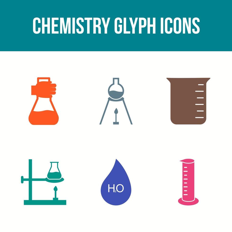 Unique Chemistry Glyph Vector Icon Set