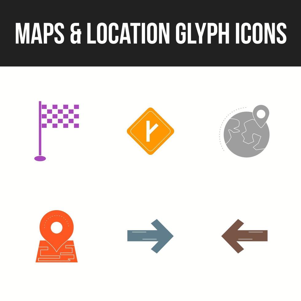 Set of beautiful maps and location glyph icons vector