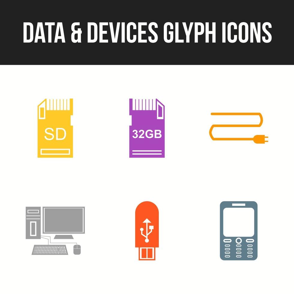 Unique Data and devices vector icon set