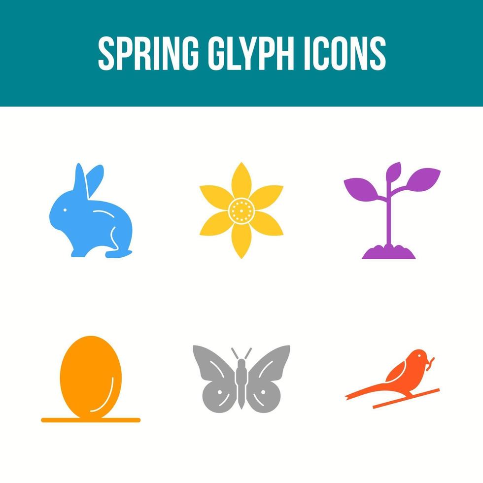 conjunto de iconos de vector de glifo de primavera