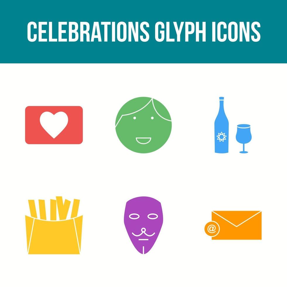 Unique Celebration Glyph Vector Icon Set