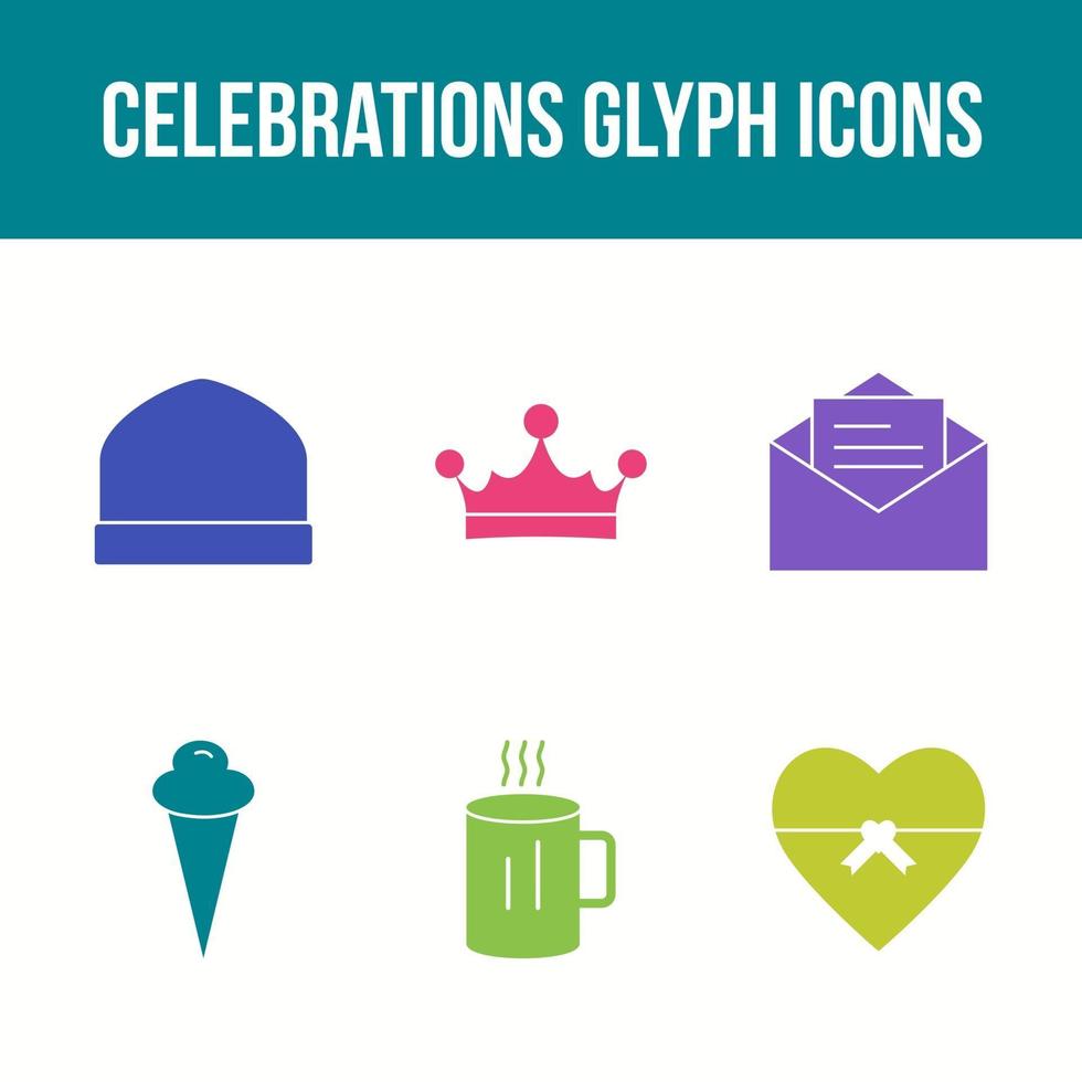 Unique Celebration Glyph Vector Icon Set