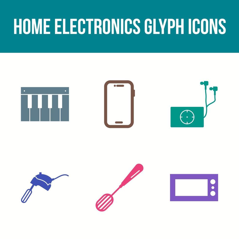 Unique Home Electronics Glyph Icon Set vector