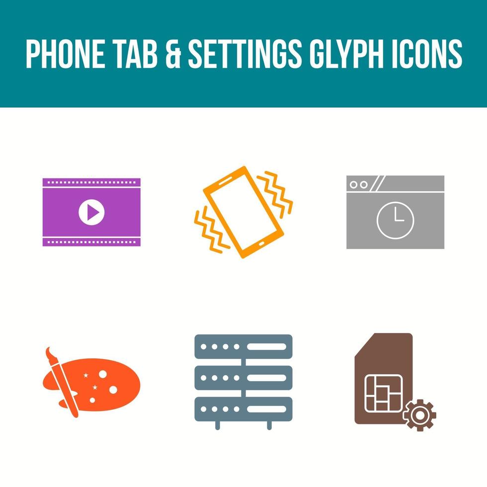 Unique Phone Tab and Settings Vector Icon Set