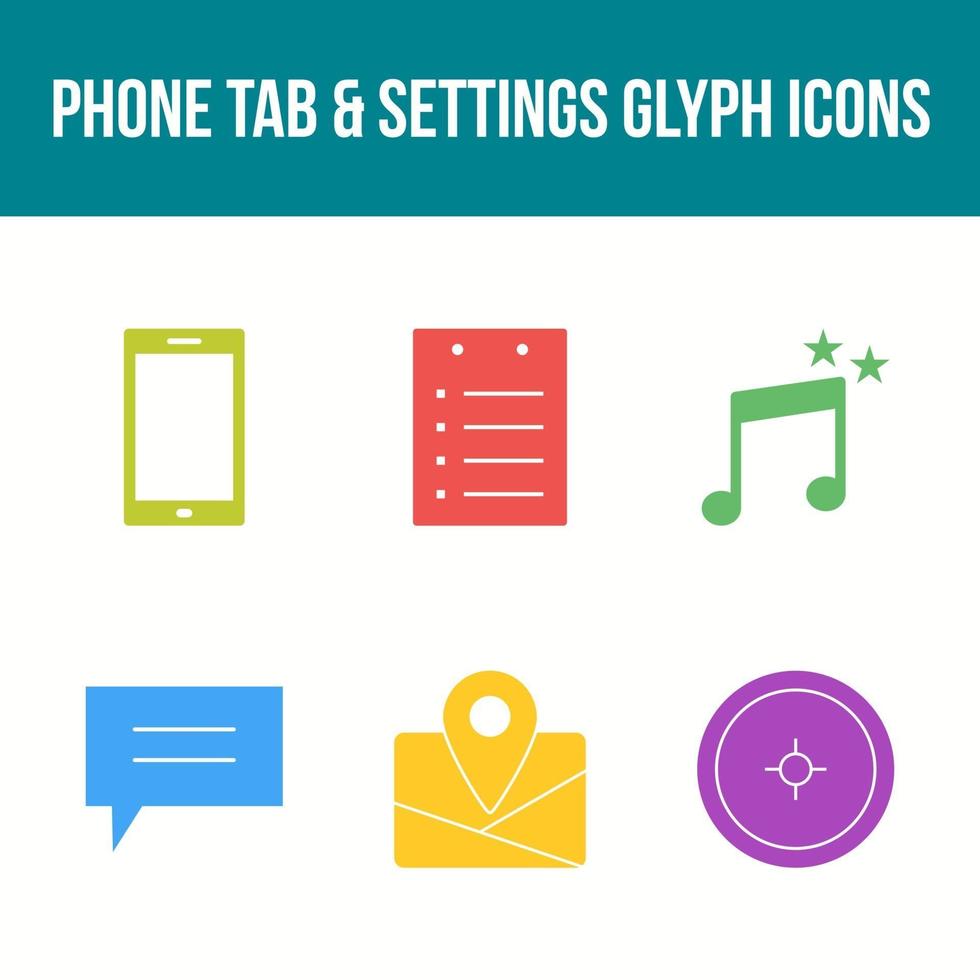 Phone Tab and Settings Vector Icon Set