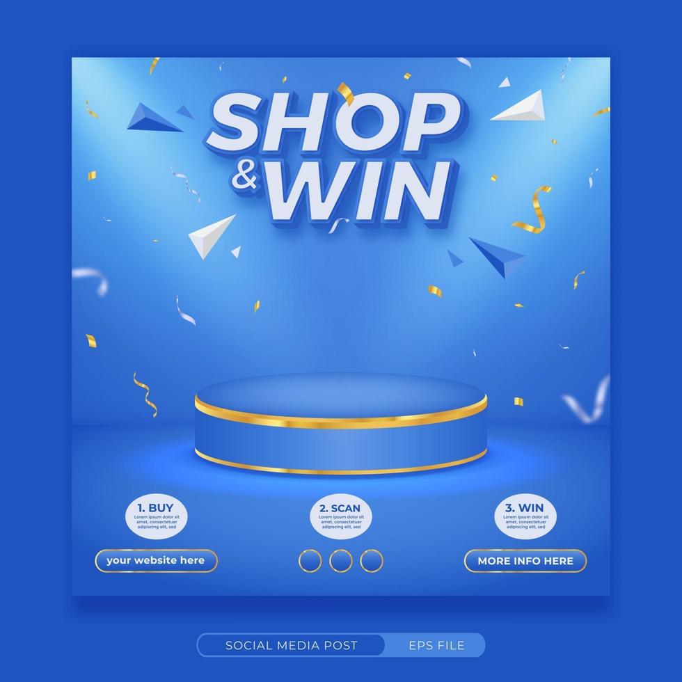 Shop and win invitation contest social media banner template vector