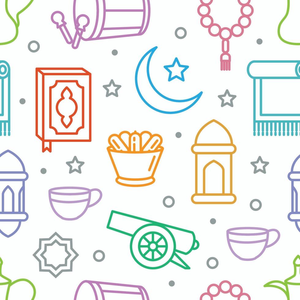 Islamic ramadan seamless pattern with line vector illustration