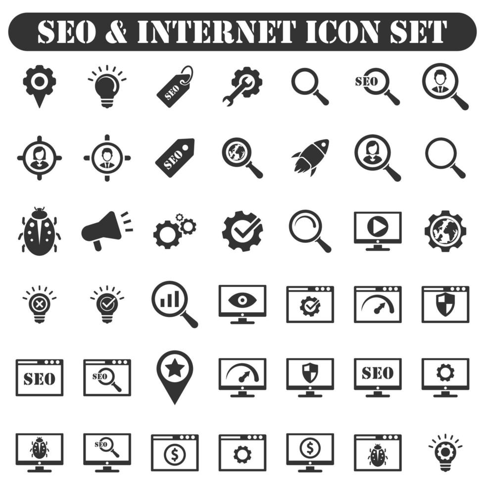 seo  and internet icons black series vector