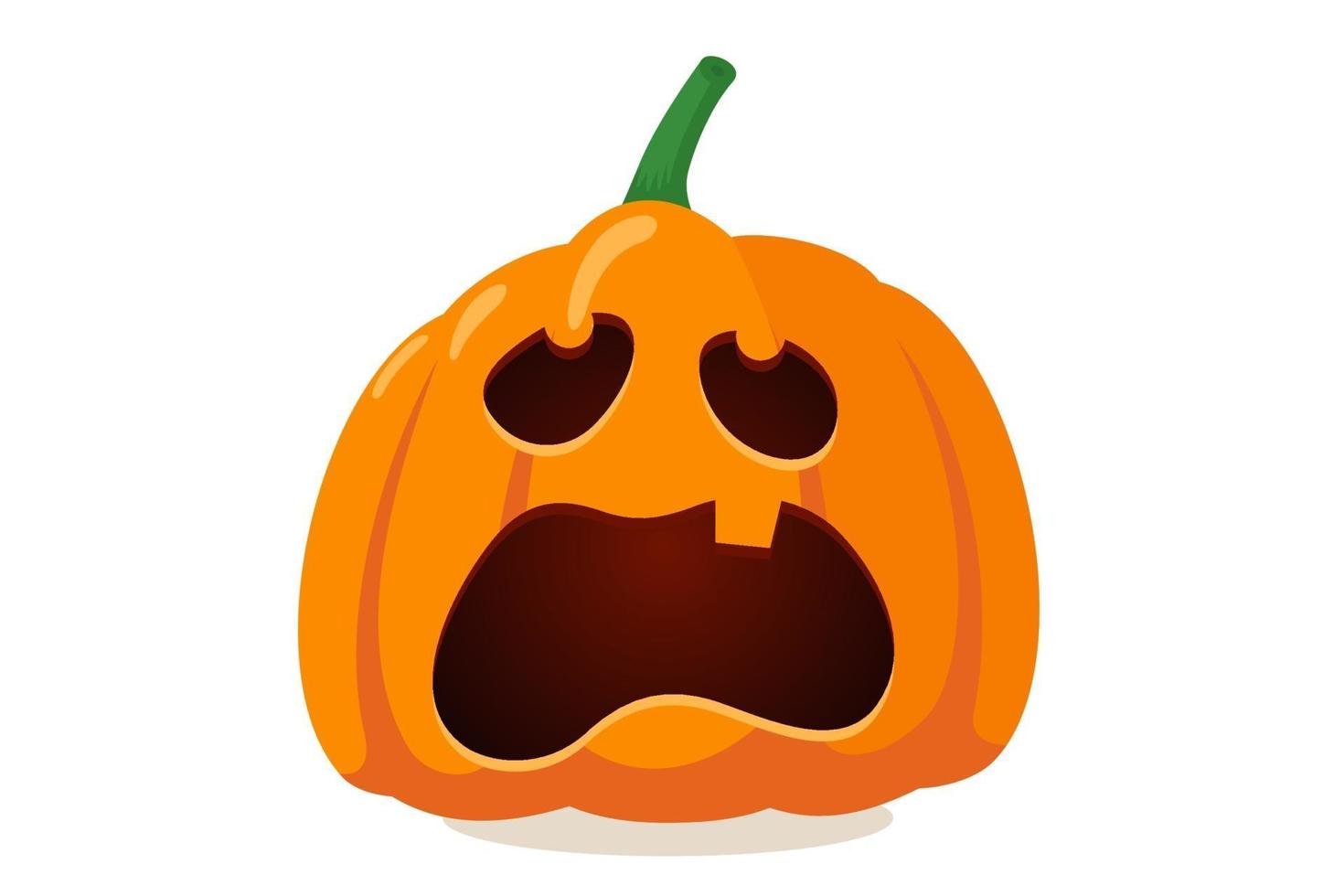 Spooky pumpkin jack o lantern with creepy smile. Happy halloween vector