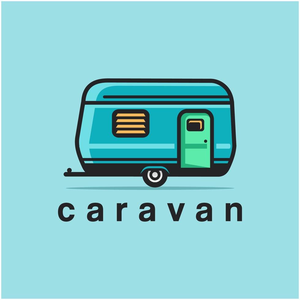 retro rv trailer camper vector illustration isolated