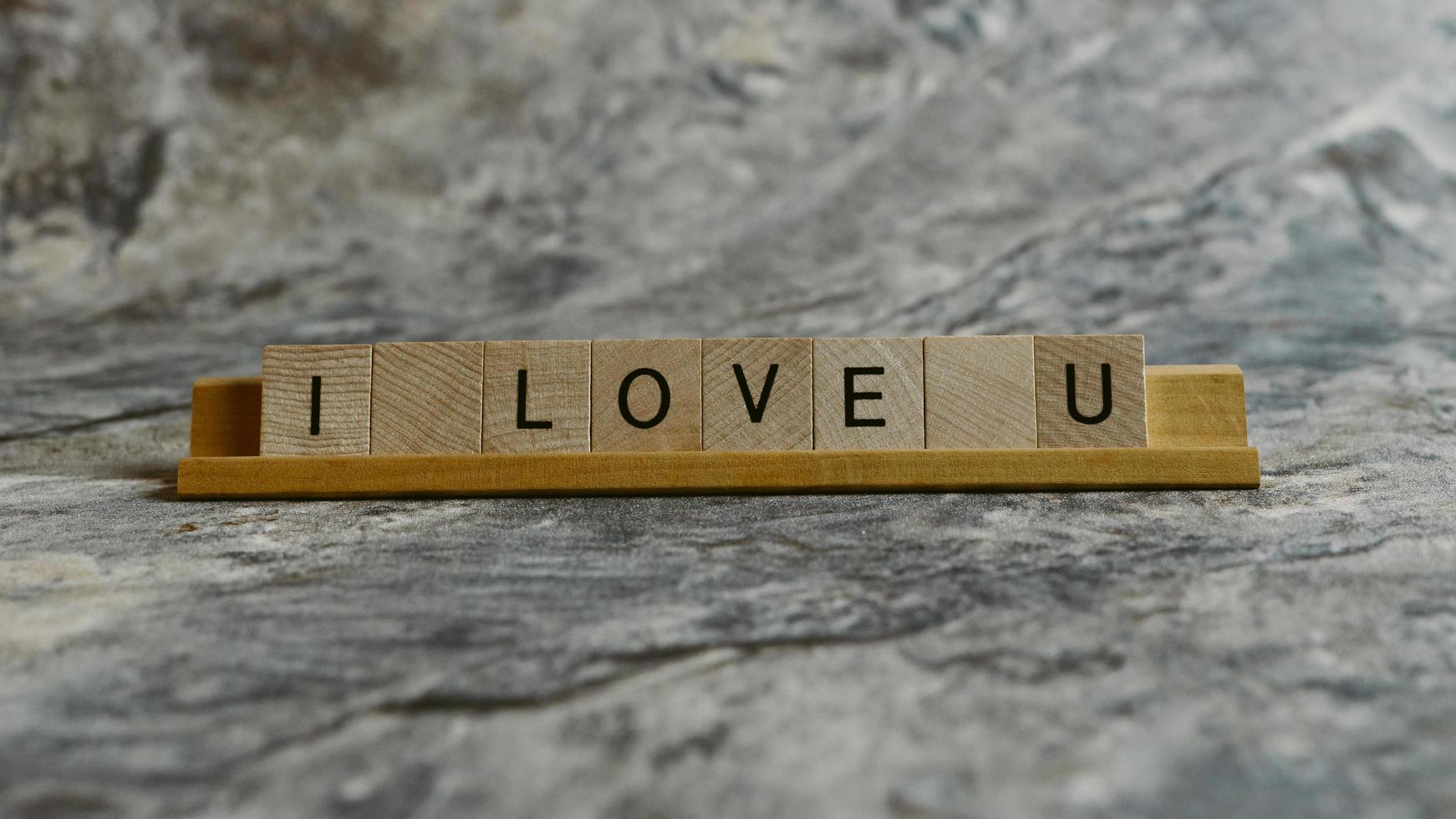 Square pieces with letter I love you photo