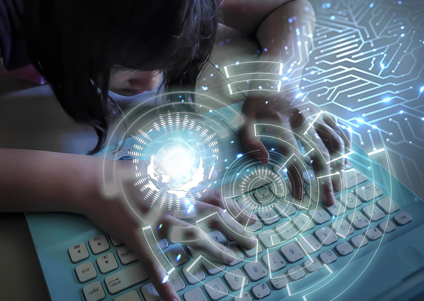 A Girl learning computer photo