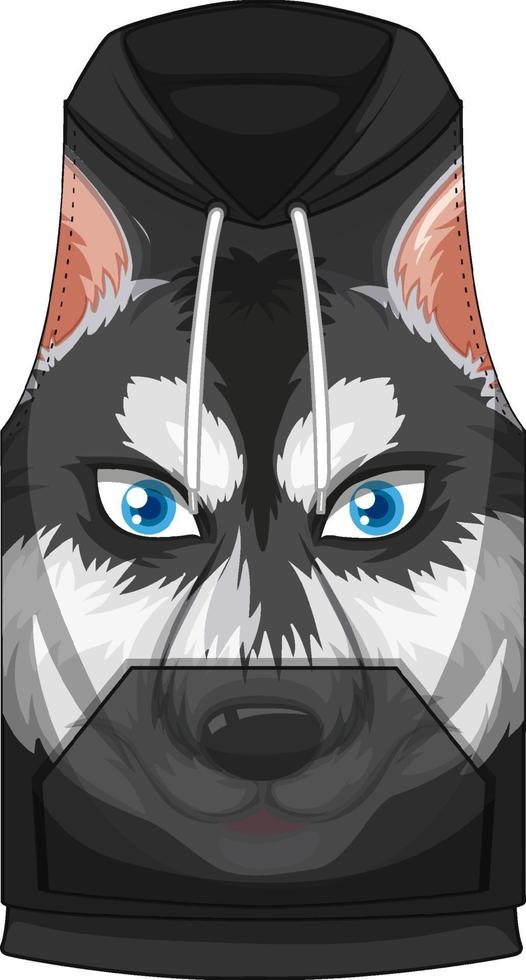Front of hoodie sleeveless with siberian husky pattern vector