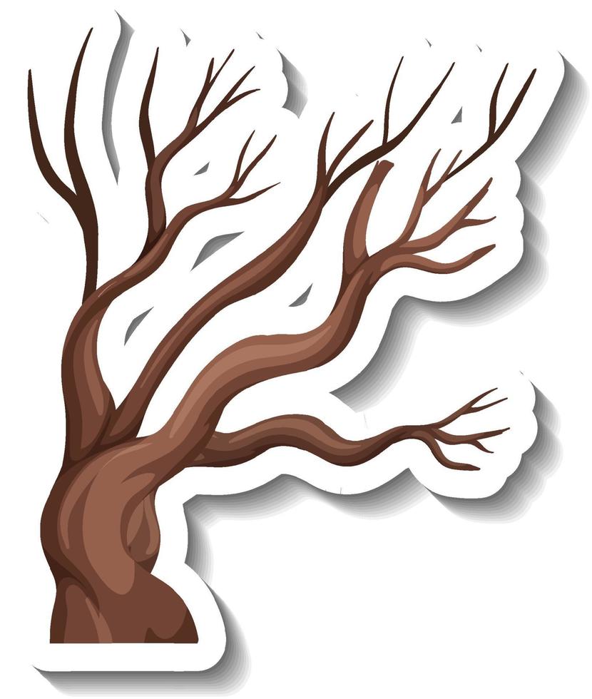 Isolated dry tree cartoon sticker on white background vector