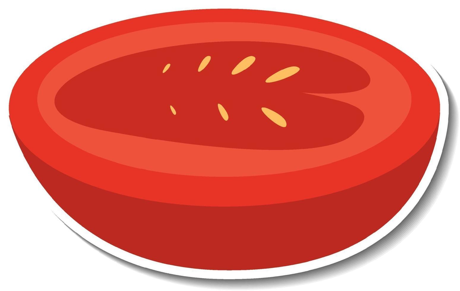 Chopped tomato sticker on white background vector