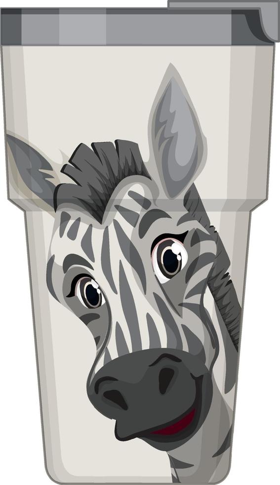 A white thermos flask with zebra pattern vector