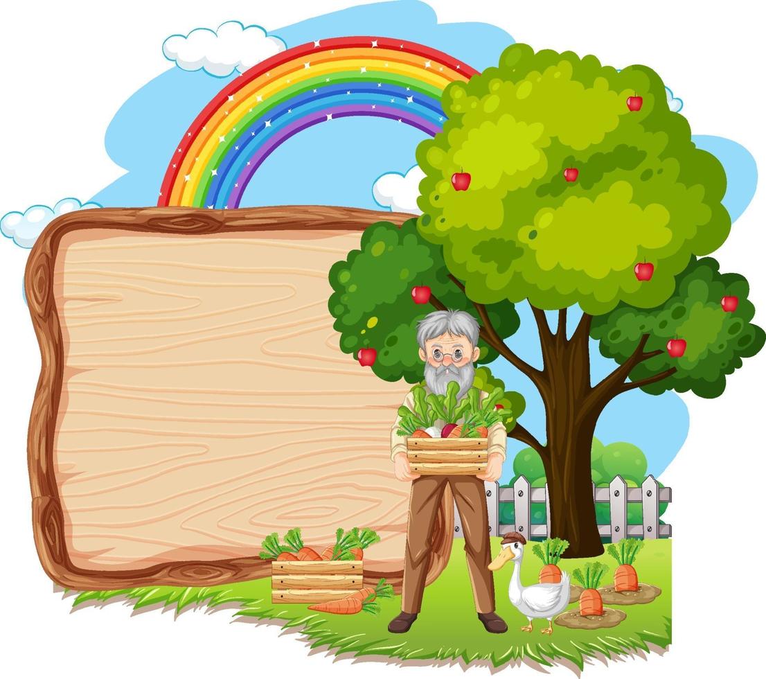 Empty banner template in the farm scene isolated on white background vector