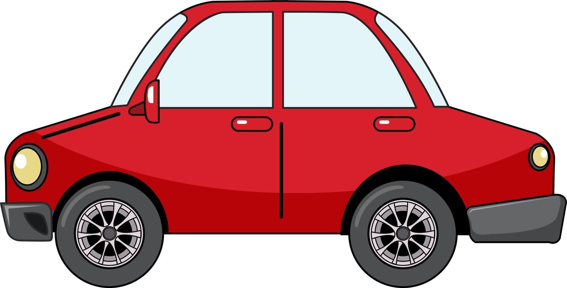Red sedan car in cartoon style isolated on white background vector