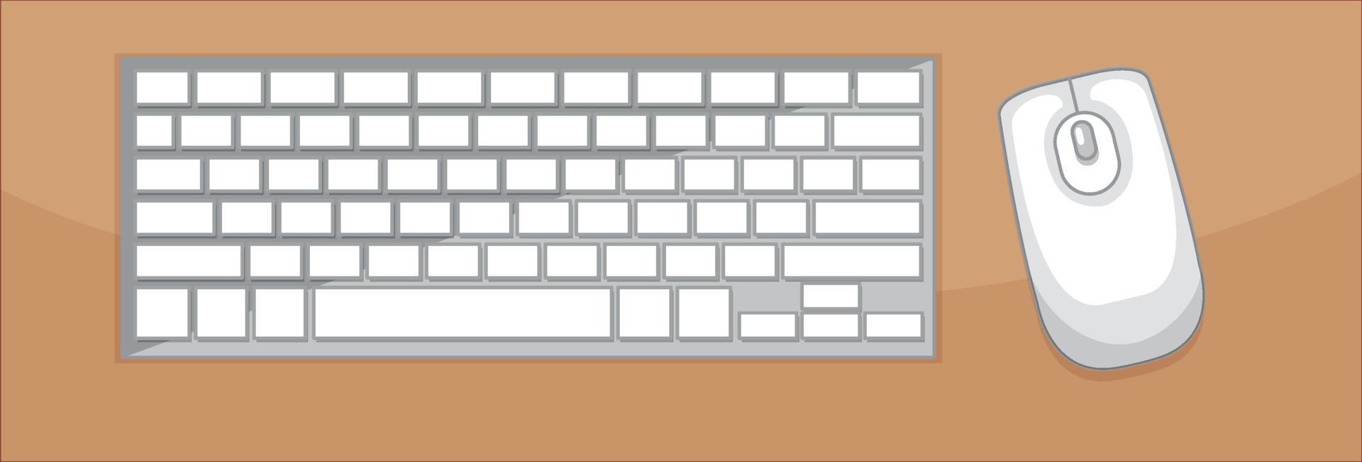 Top view of keyboard and mouse on the table vector
