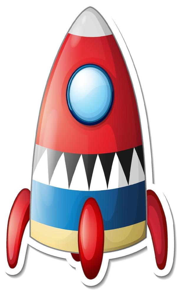 A sticker template with Space Ship Cartoon isolated vector