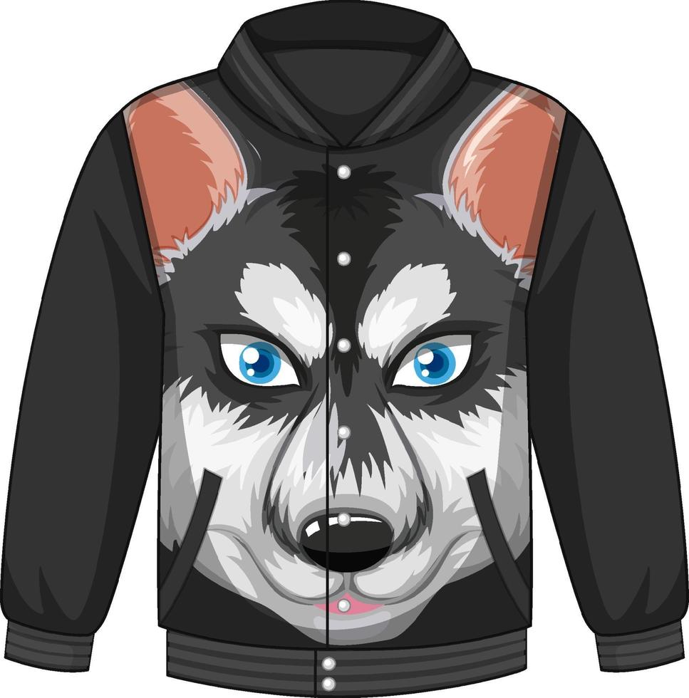 Front of bomber jacket with siberian husky dog pattern vector