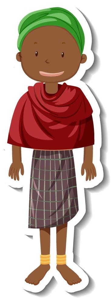 A tribal woman with African tribe outfit on white background vector