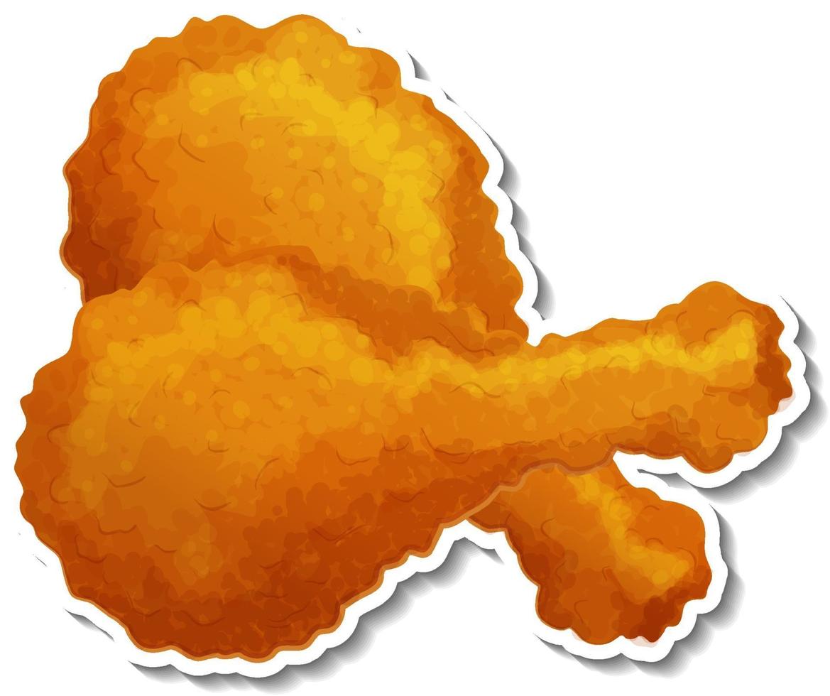 Fried chicken sticker on white background vector