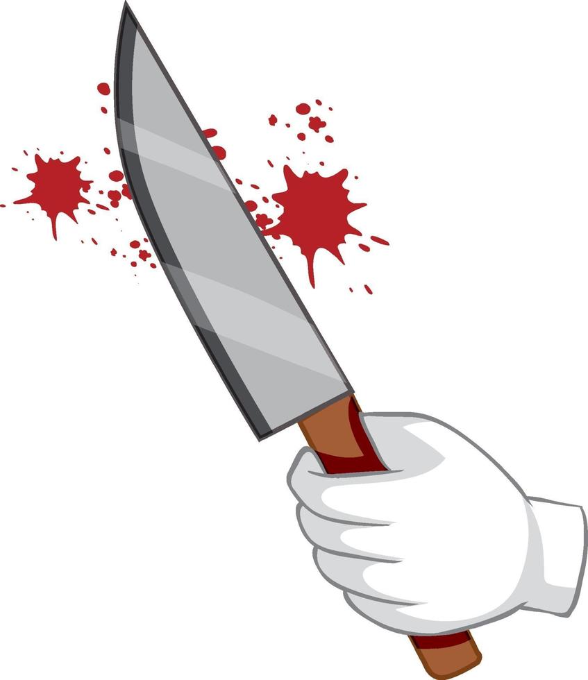 Bloody knife with hand on white background vector