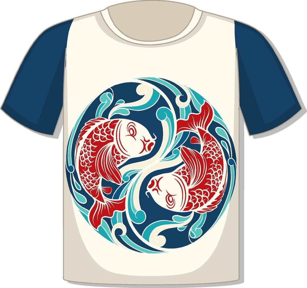 parte delantera de la camiseta con plantilla de carpa koi vector