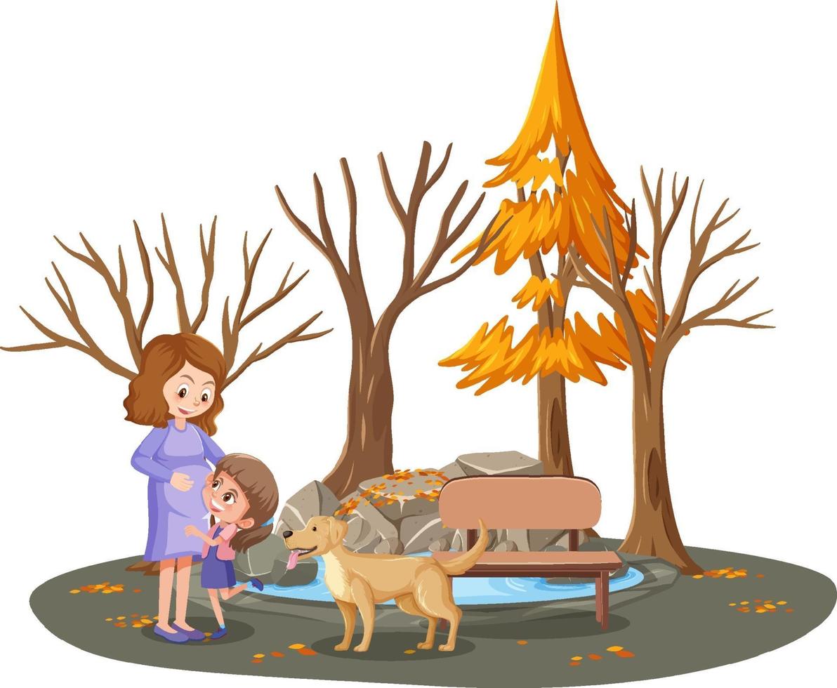 Mother with her daughter in the park isolated vector