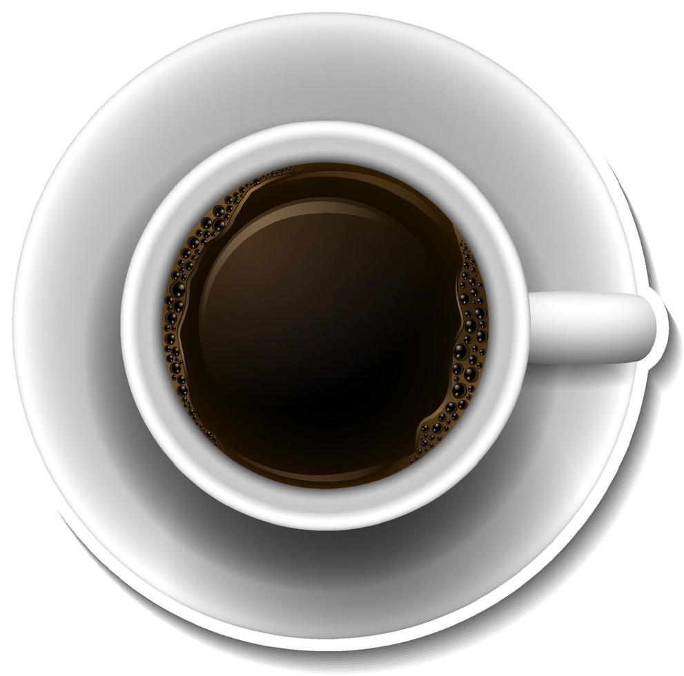 Top view of a cup of hot coffee vector