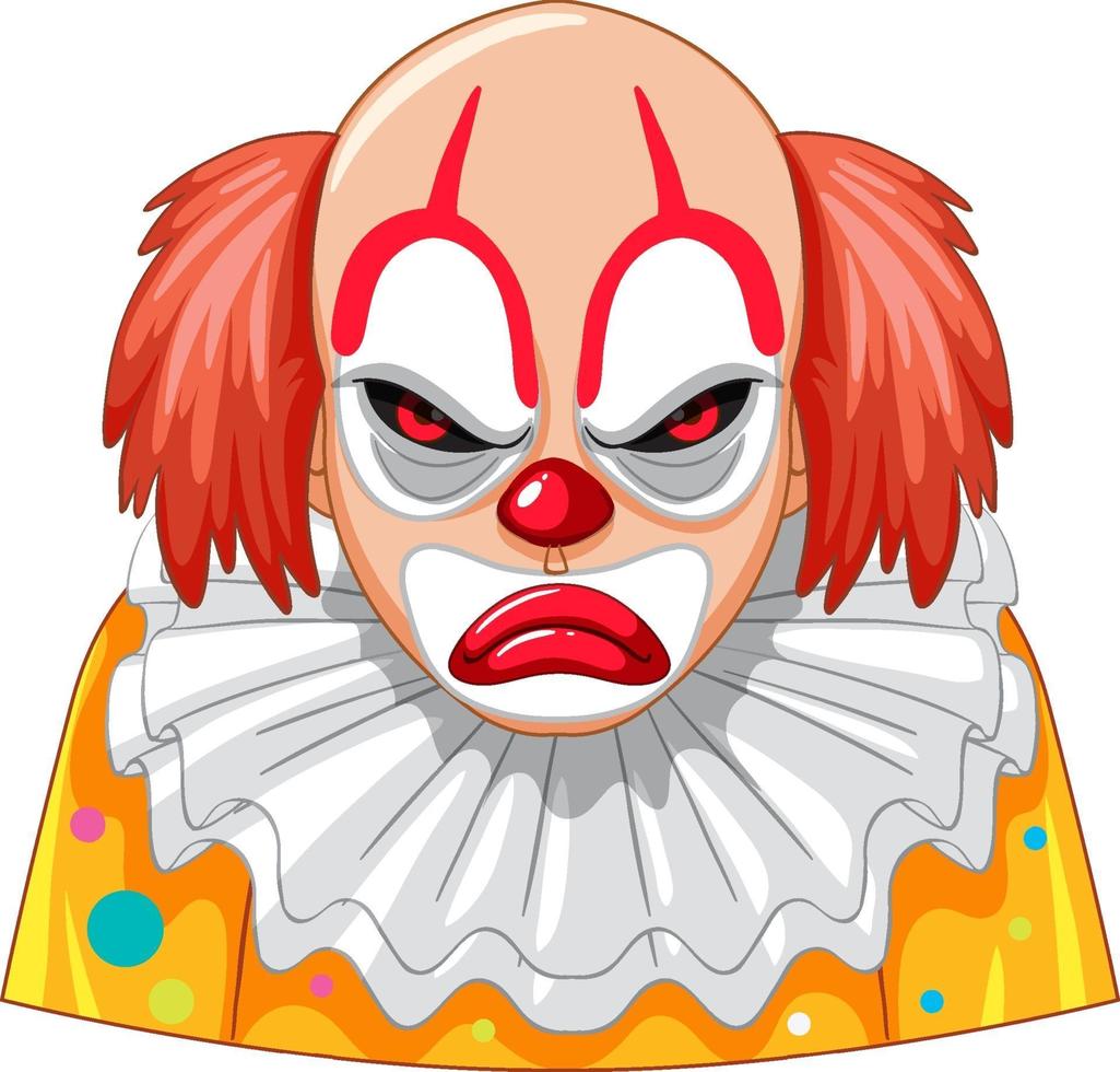 Cara de payaso espeluznante sobre fondo blanco. vector