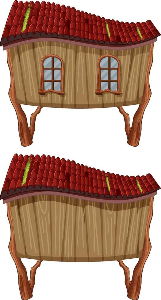 Cabaña de madera de fantasía sobre fondo blanco. vector