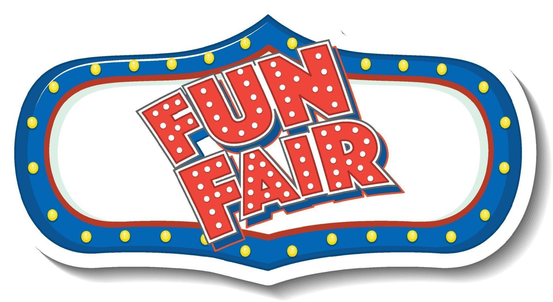 Sticker template with Funfair banner isolated vector