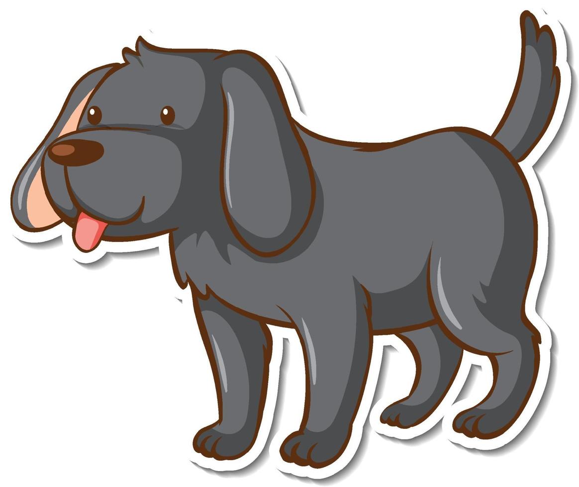 A sticker template with a black dog cartoon character vector