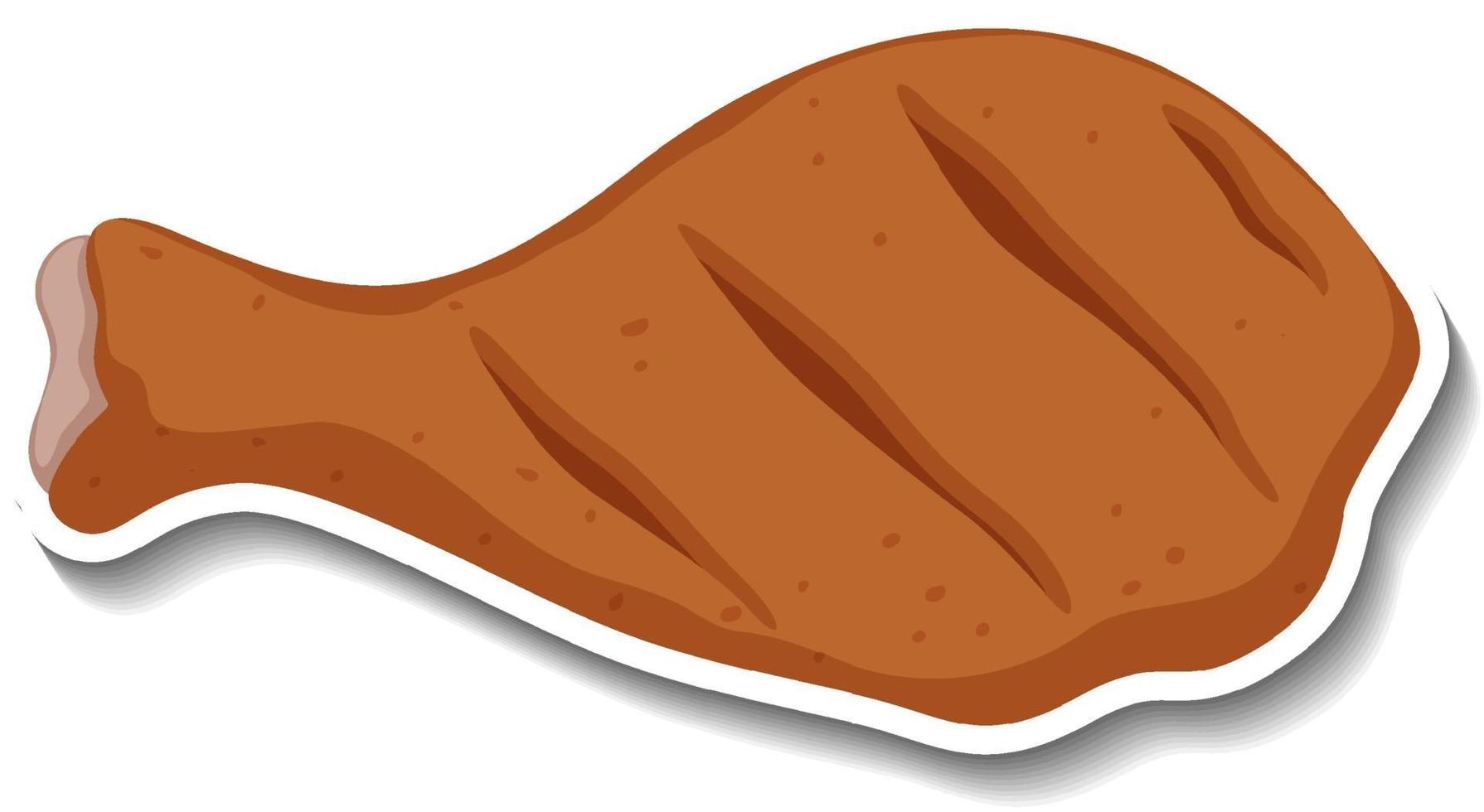 Pegatina de pollo frito sobre fondo blanco. vector