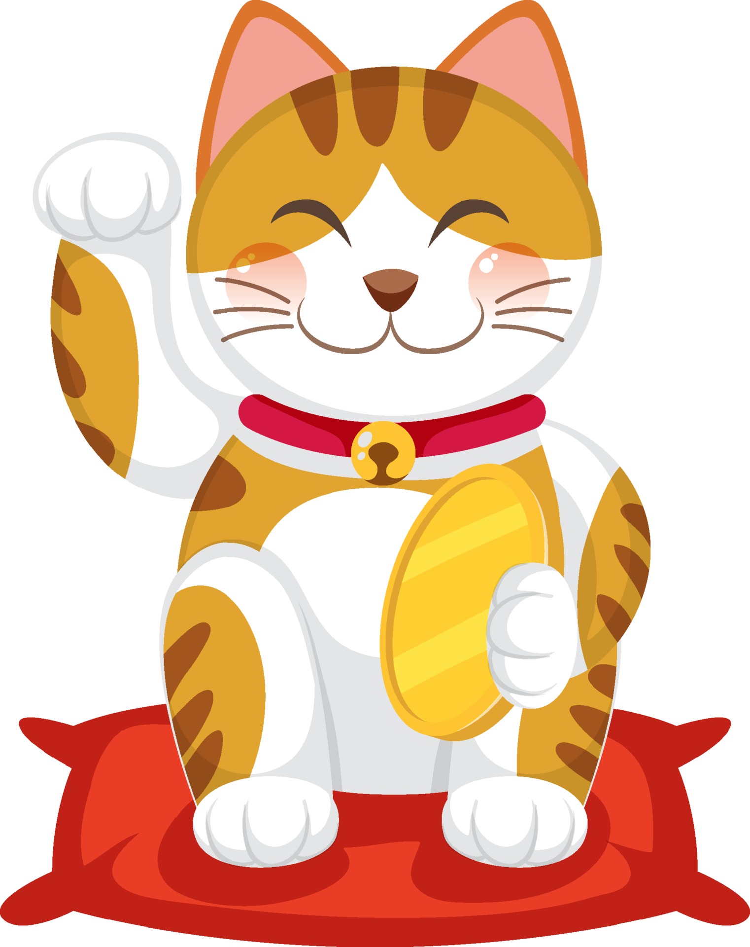 Japanese lucky cat maneki neko cartoon character isolated 3188451 Vector Art at Vecteezy