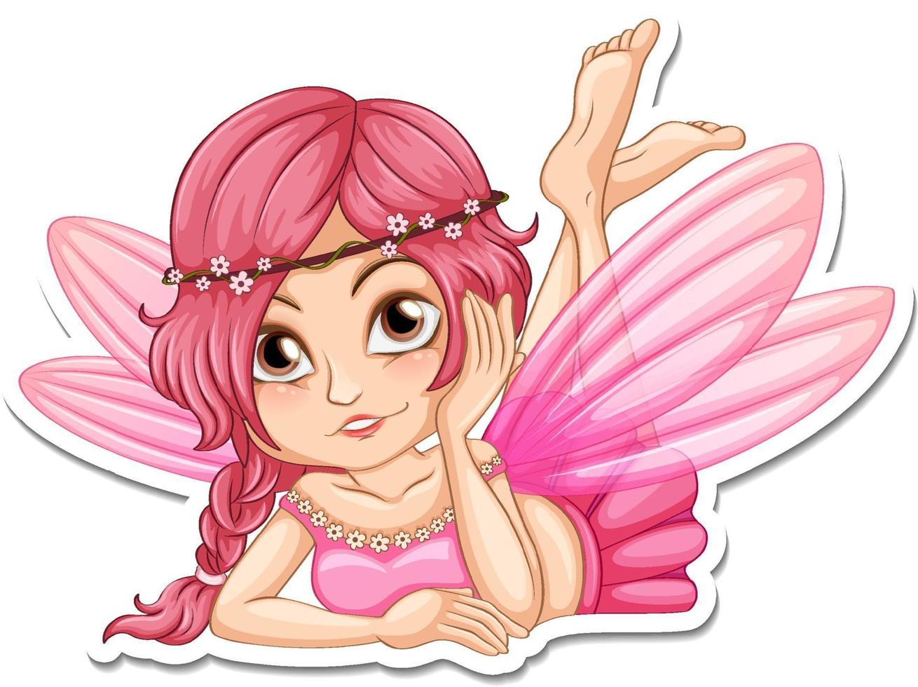 Beautiful fairy cartoon character sticker vector