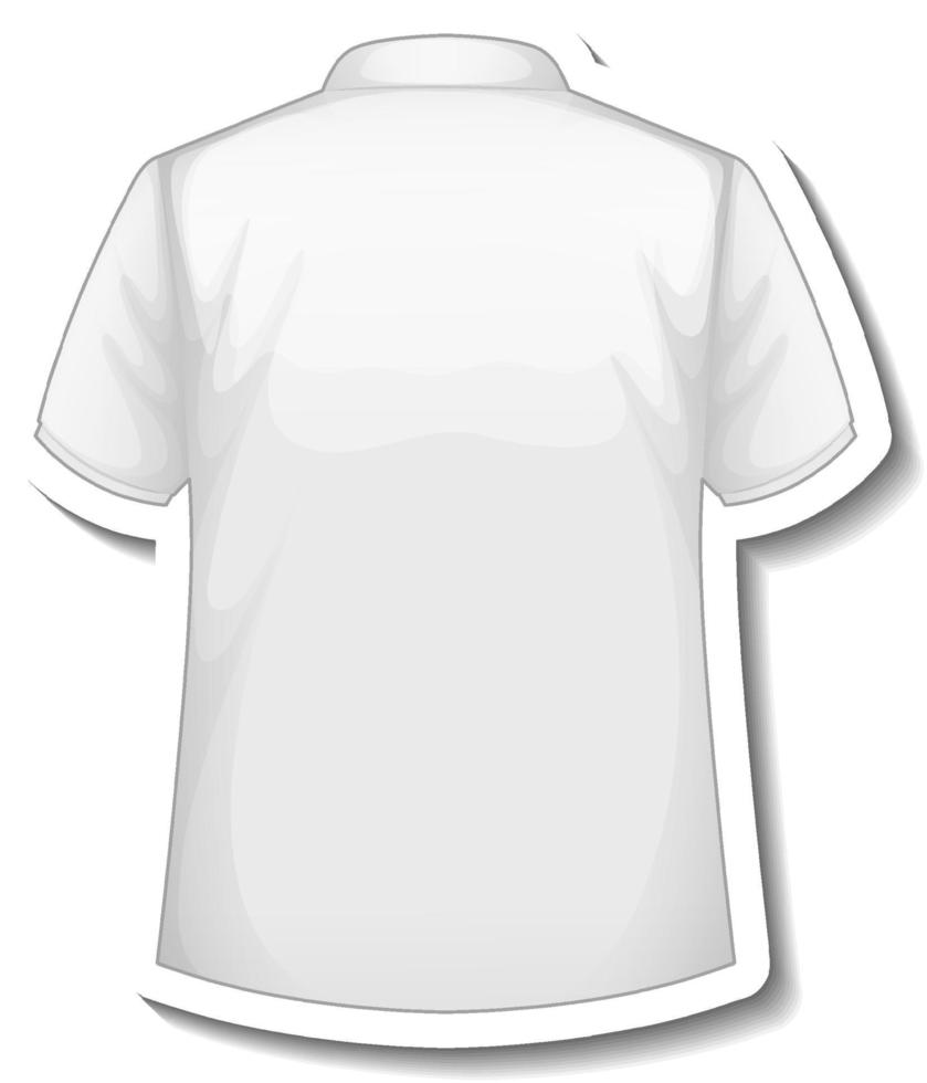 A sticker template with back of white polo shirt isolated vector