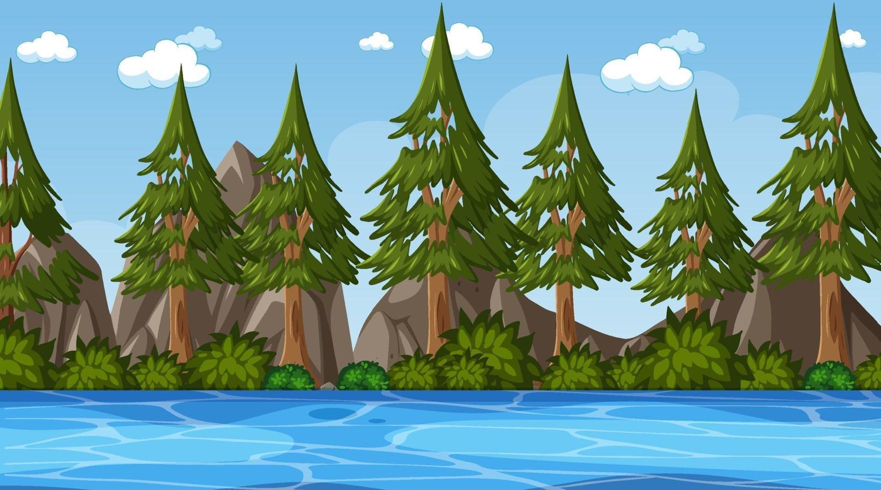 Empty nature park landscape scene with river vector