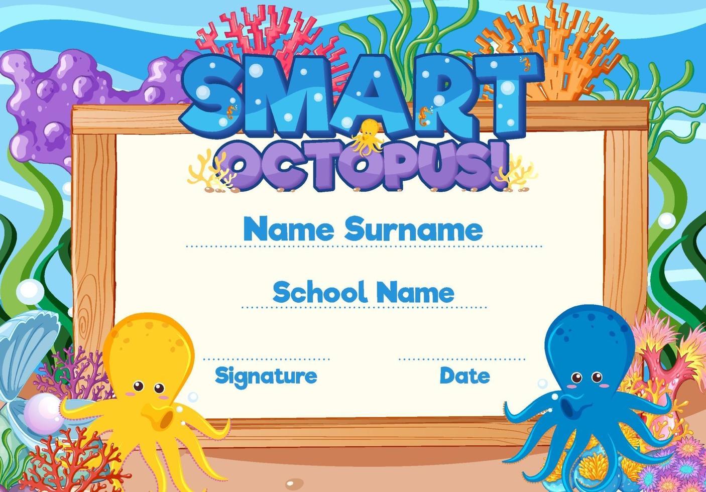 Diploma or certificate template for school kids vector