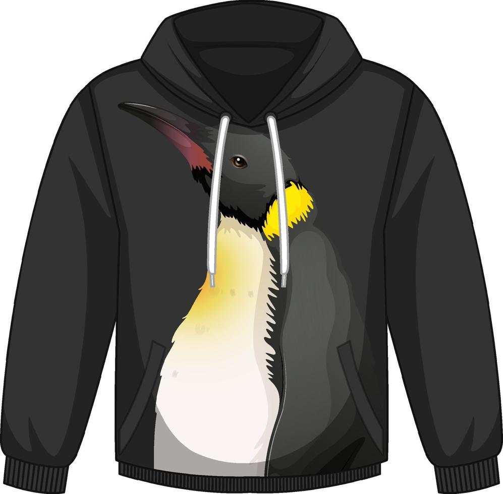 Front of hoodie sweater with penguin pattern vector