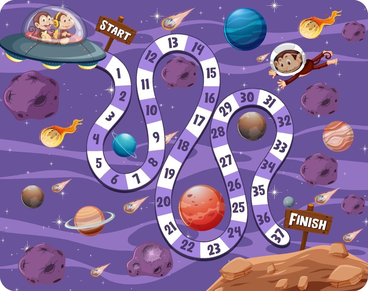 Path board game in galaxy theme vector