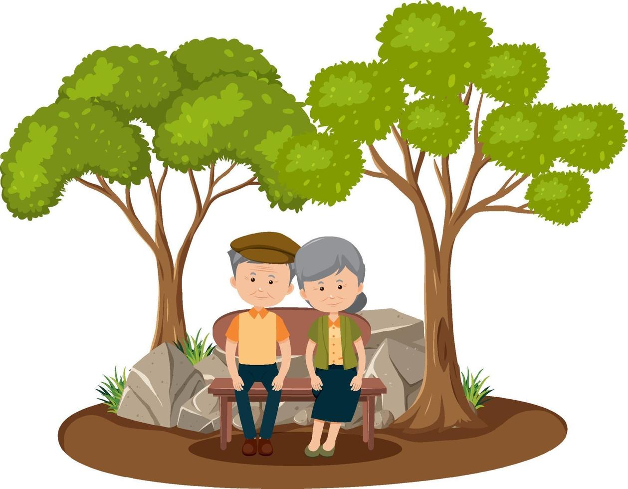 Old couple in love sitting in the park isolated vector