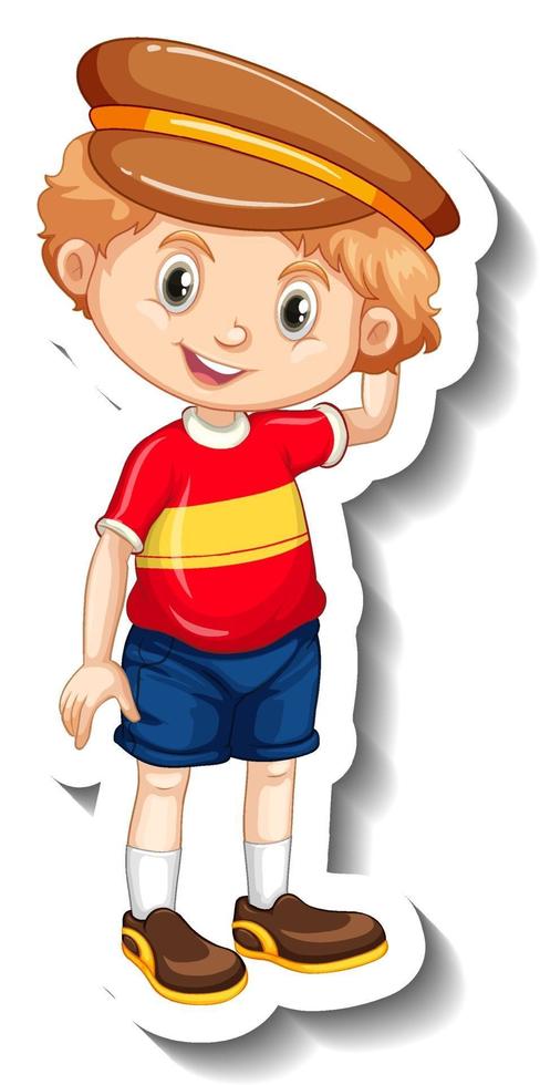 un niño con sombrero pegatina de personaje de dibujos animados vector